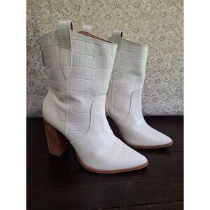 EUC Kaanas Jessie James Decker Memphis White Leather Western Boots/Sz. 8M